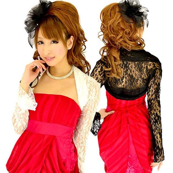 長袖ボレロ 総花柄レースショート丈長袖ボレロ 長袖ジャケット レディース | 