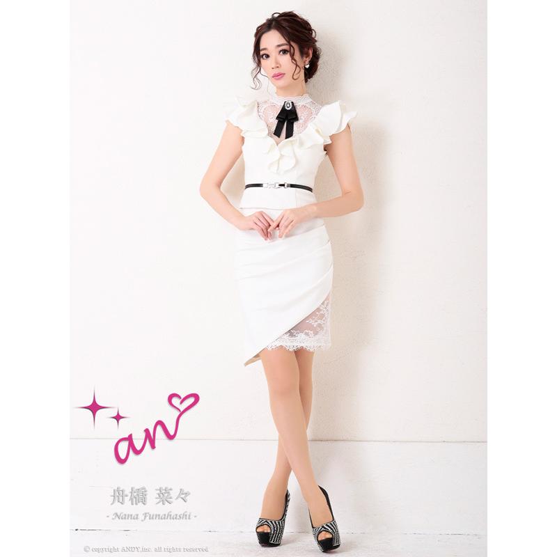 ANDY⁄アンディ】フリル⁄ オフショル⁄ ワンカラー⁄ タイト⁄ ミニドレス