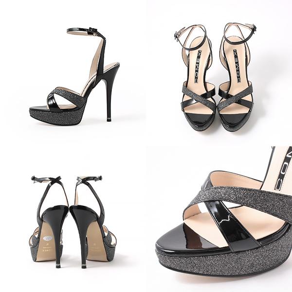 COMEX（コメックス） パンプス ハイヒール オープントゥ ラメ サンダル