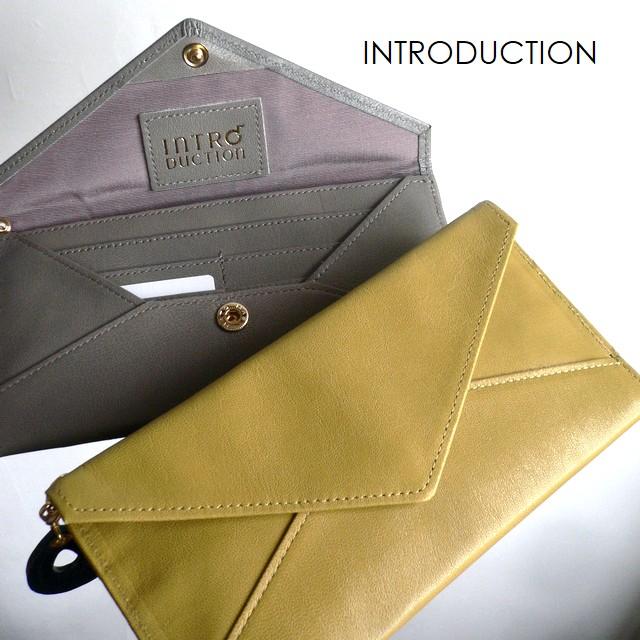ノベルティ INTRODUCTION イントロダクション 長財布 薄マチ レザーウォレット SALUTE サルーテ 1501-420 イエロー/ブルー/グレージュ Introduction ノベルティ イントロダクション 長財布 薄マチ レザー