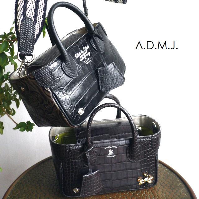 クーポン対象外 ADMJ エーディーエムジェイ バッグ クロコ型押し  