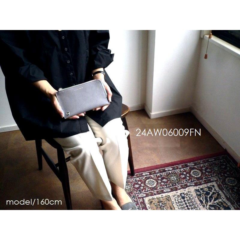 クーポン対象外 ノベルティ  ADMJ エーディーエムジェイ 長財布 子牛革 オーガナイザー  内装ポケット 24AW06009FN/1 FNENグレー トープ ブラック シルバーの画像
