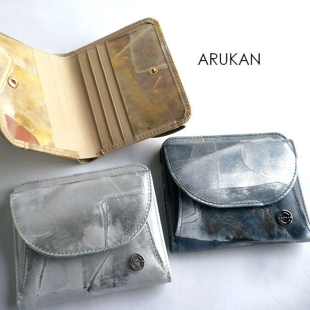 Arukan ARUKAN アルカン 財布 二つ折り財布 箔加工 レザー Arukan ARUKAN アルカン 財布 二つ折り財布 箔加工 レザー