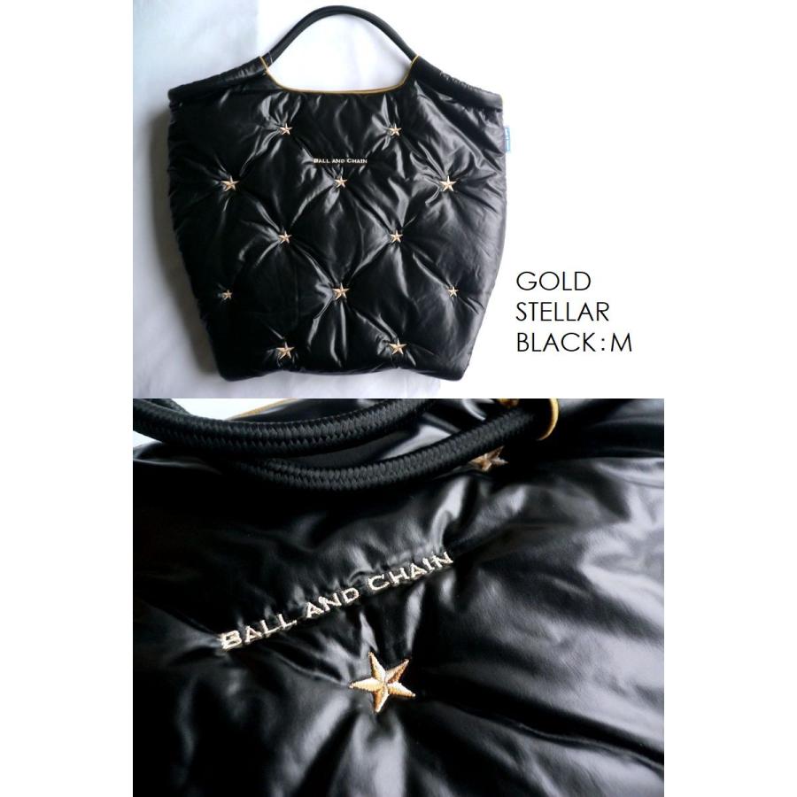 ボールアンドチェーン　黒×シルバー刺繍　中綿（M）新品未使用 Ball＆Chain（ボールアンドチェーン） 正規品 エコバッグ 中綿