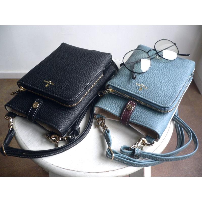 美品✨PELLE BORSA　ペレボルサ　レネット　　ショルダーバッグ　シボ革 ペレボルサの縦型ショルダーバッグ | 送料無料|グレージュ