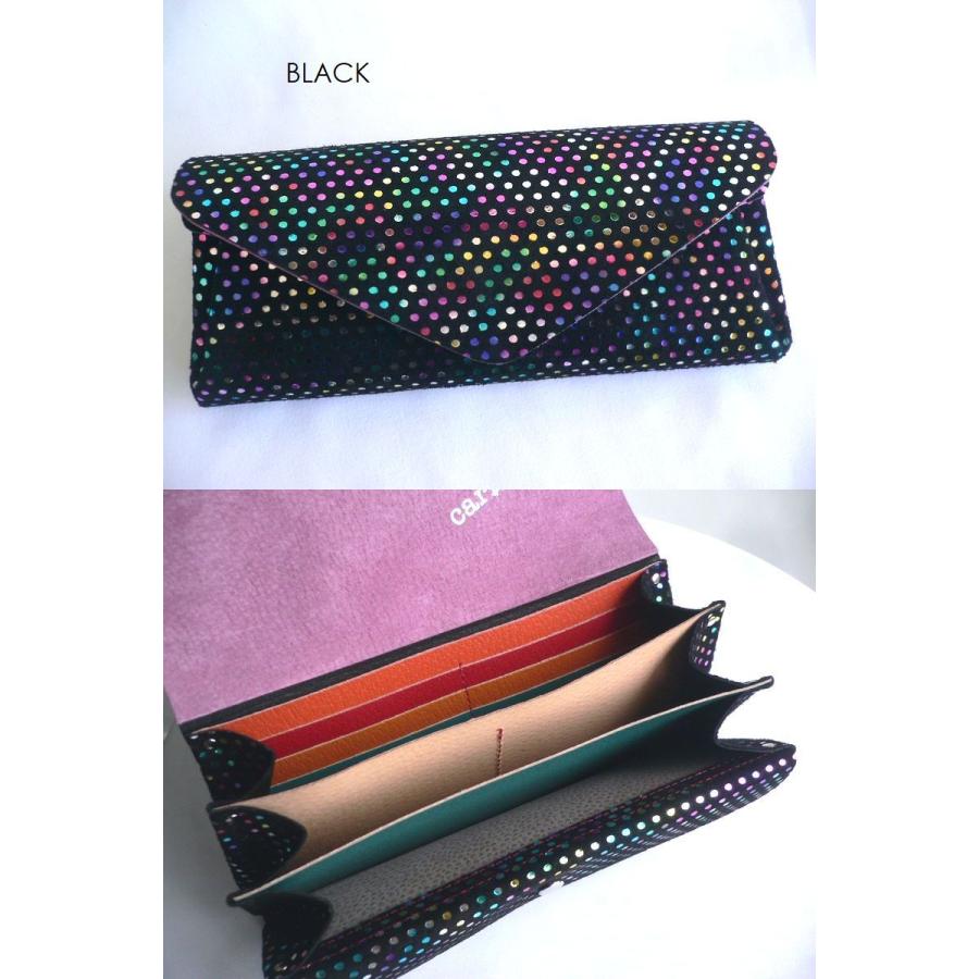 ノベルティ carmine カーマイン 水玉 プチドットメタリック 箔押し スエード レザー ロングウォレット 長財布 LWPD ブラック Carmine（カーマイン） ノベルティ 水玉 プチドットメタリック 箔押し