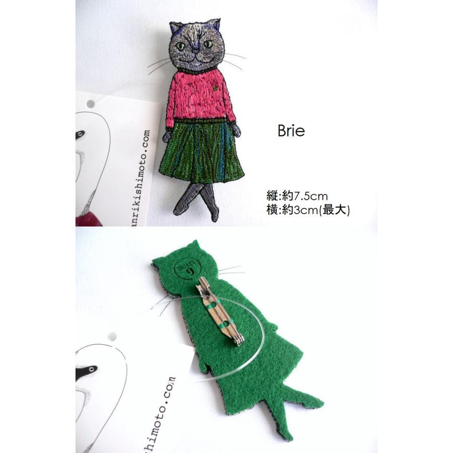 mannine マンナイン ブローチ フェルト 刺繍 バッジ ネコ猫