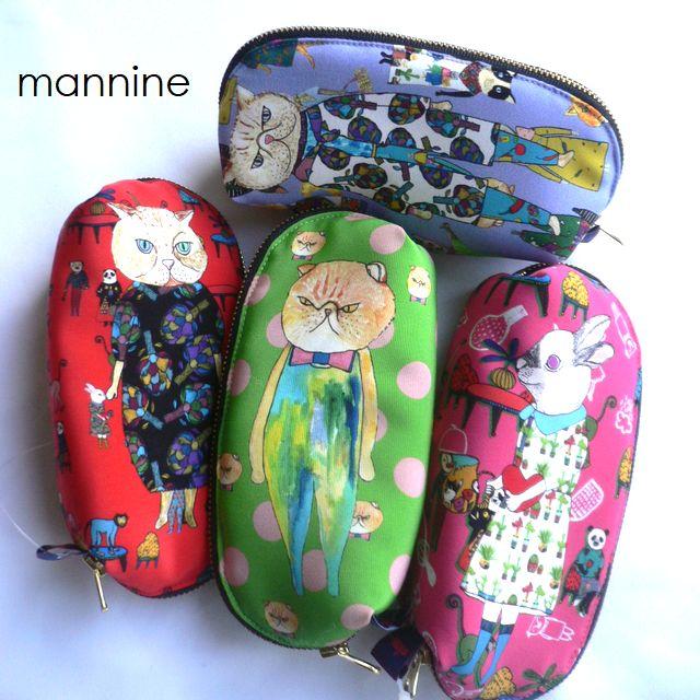 mannine マンナイン ポーチ ワディングポーチ 中綿 猫/ネコ/ねこ/イヌ 