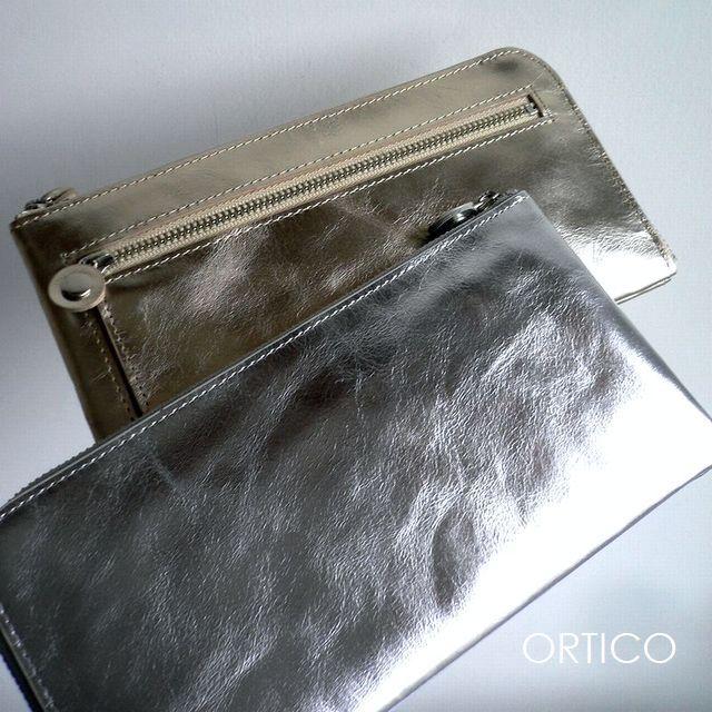 オルティコ　長財布　薄型　金銀箔　L字ファスナー ノベルティ ORTICO オルティコ 長財布 薄い財布 金銀箔 型押し