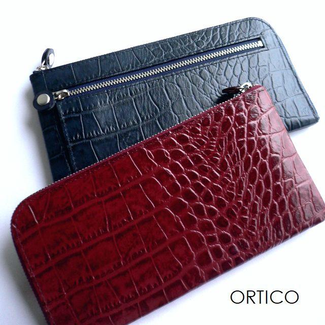 ノベルティ ORTICO オルティコ 長財布 薄い財布 クロコ型押し レザー L