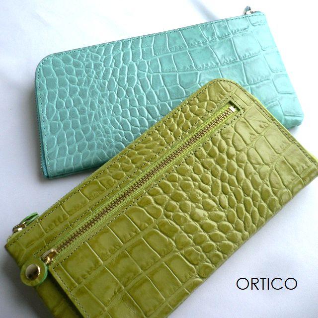 中古長財布ノベルティ ノベルティ ORTICO オルティコ 長財布 薄い財布 クロコ型押し レザー L