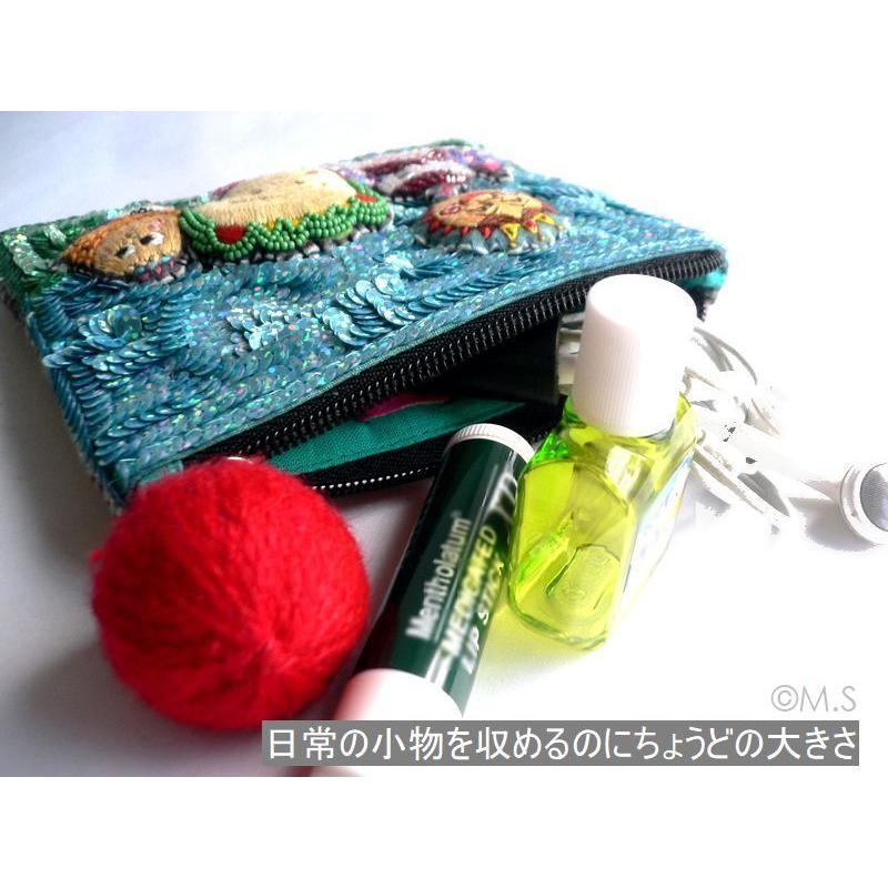 tamao world タマオワールド スパンコール 刺繍 ポーチ コジコジ tamao world タマオワールド スパンコール 刺繍 ポーチ コジコジ