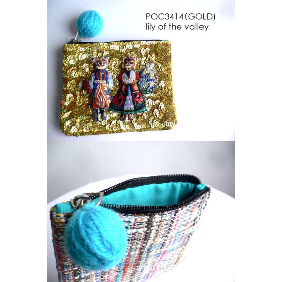 tamao world タマオワールド スパンコール 刺繍 ポーチ Folklore