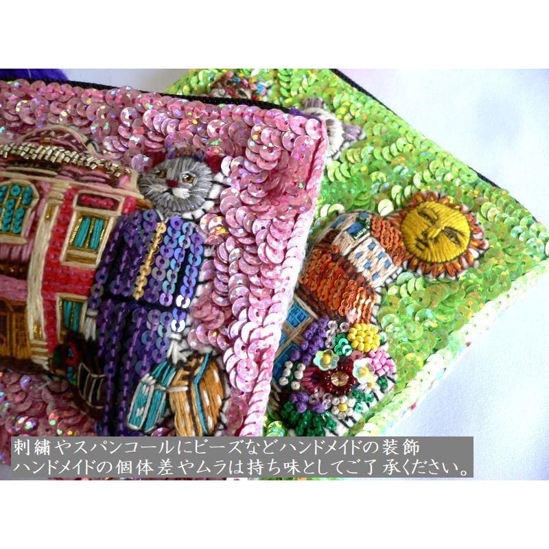 tamao world（タマオワールド） スパンコール 刺繍 ポーチ POC 3857