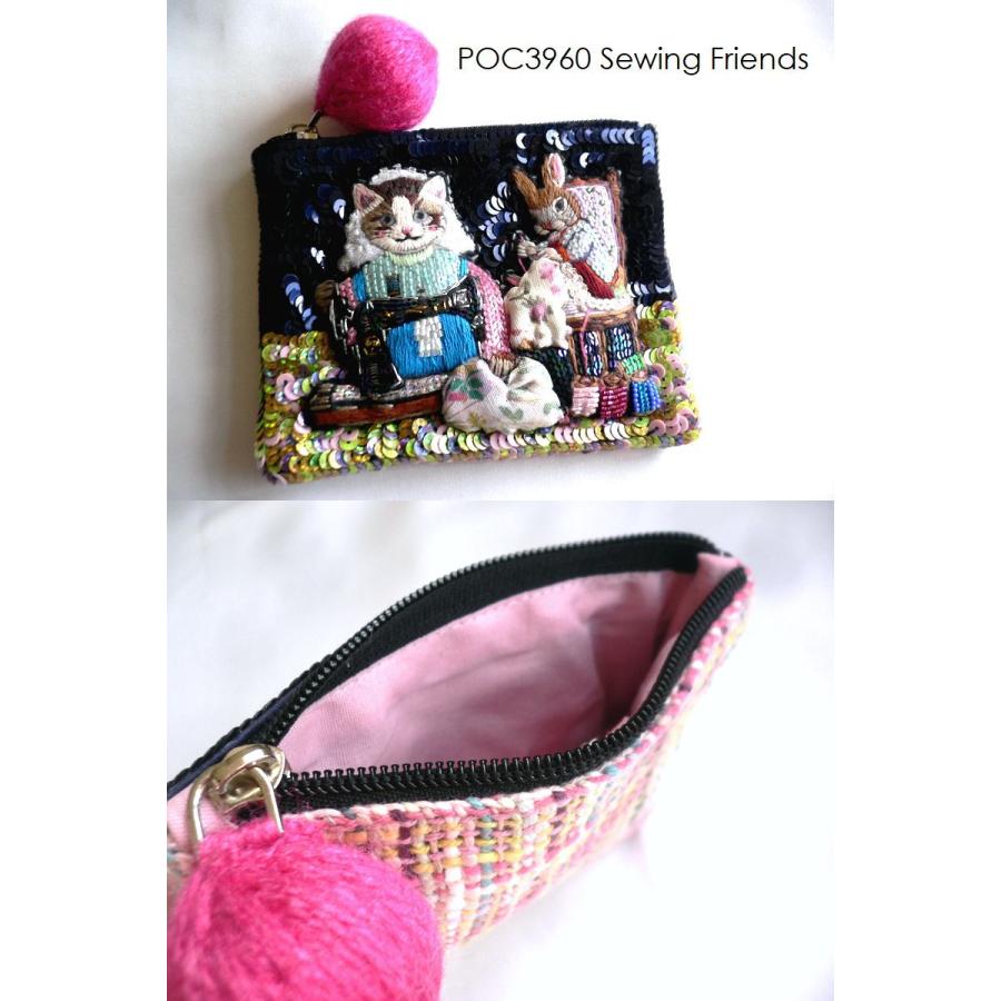 tamao world（タマオワールド） スパンコール 刺繍 ポーチ POC 3857