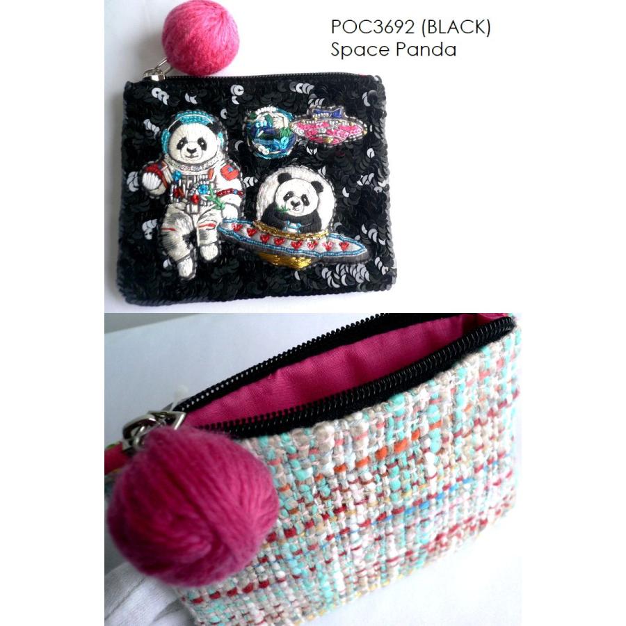 tamao world（タマオワールド） スパンコール 刺繍 ポーチ POC 3857