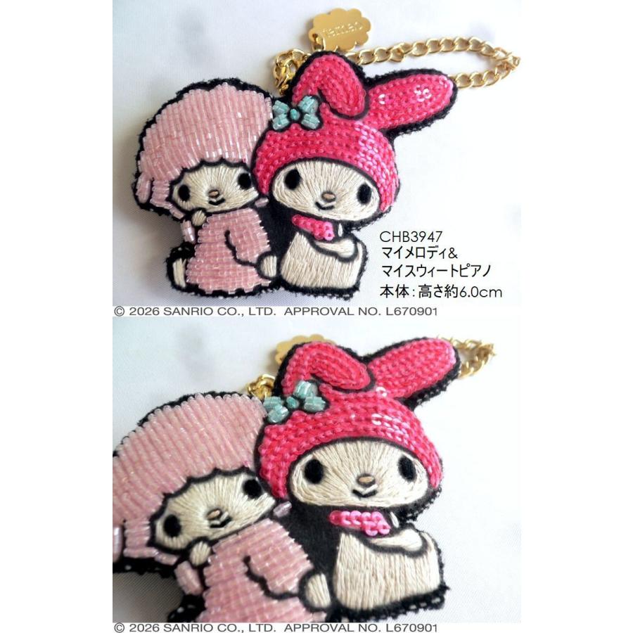 tamaoworld サンリオコラボ　マイメロディービーズスパンコール刺繍ポーチ tamao world（タマオワールド） スパンコール 刺繍 バッグチャーム