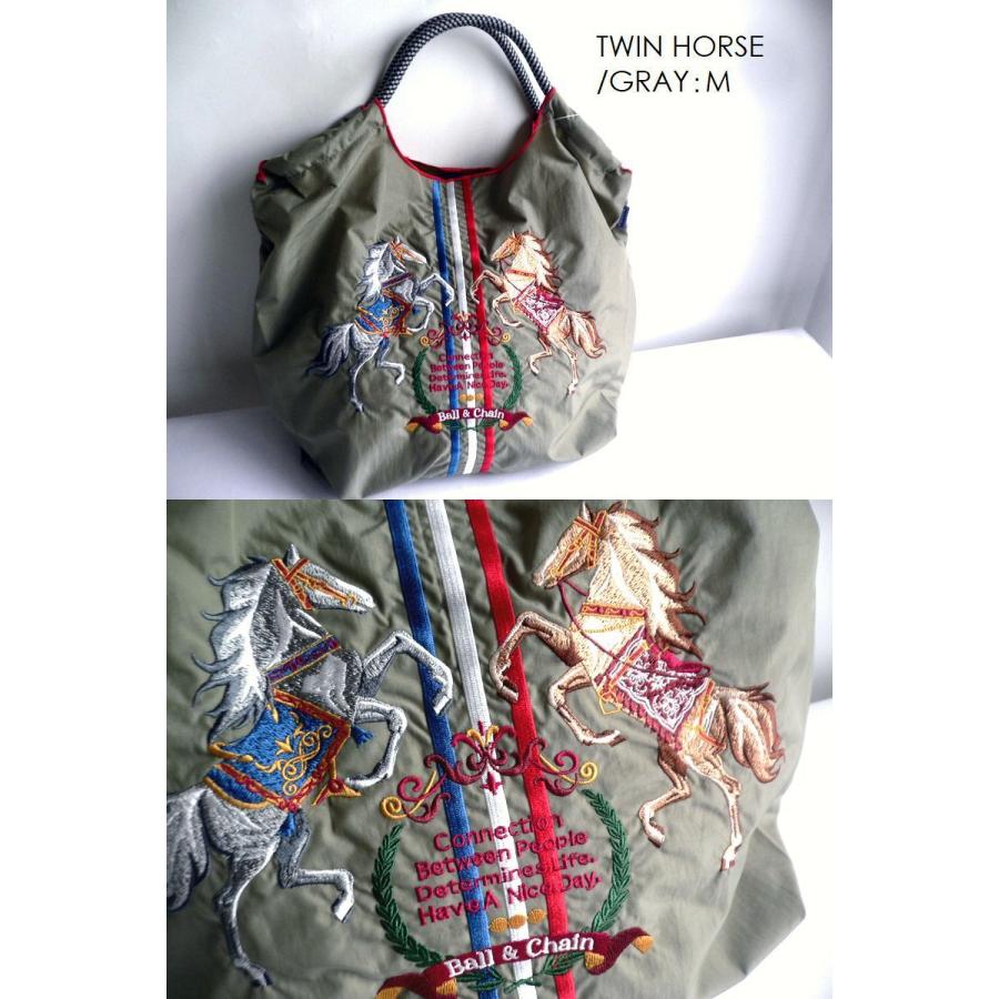 ボールアンドチェーン　ホースチャーム　刺繍エコバッグ　Mサイズ Ball＆Chain 正規品 BALL＆CHAIN ボールアンドチェーン バッグ