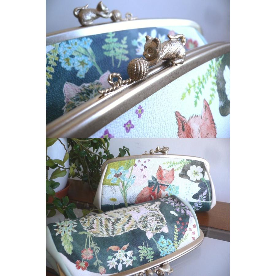 ノベルティ SAKURAYAMA サクラヤマ レザー 長財布 がま口 W132A 猫