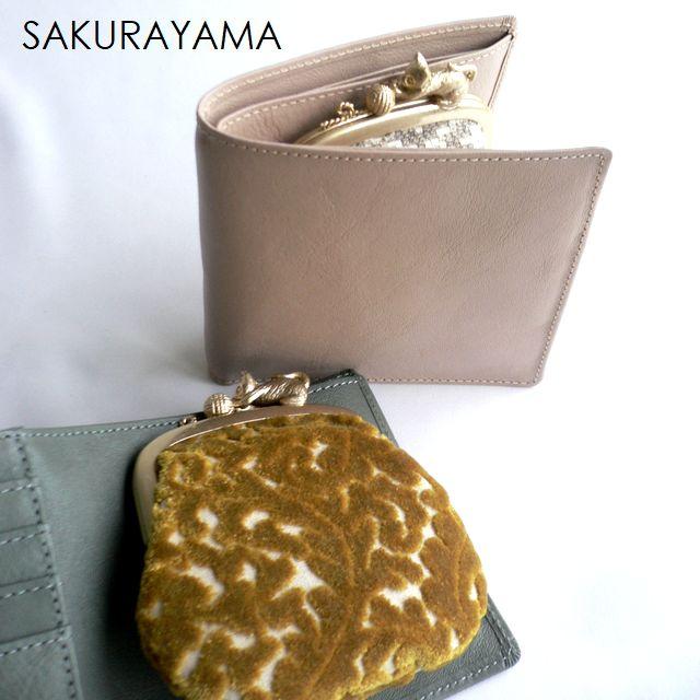 SAKURAYAMA サクラヤマ レザー 折り財布 がま口 W201IV W201BL SAKURAYAMA サクラヤマ レザー 折り財布 がま口 W201IV W201BL