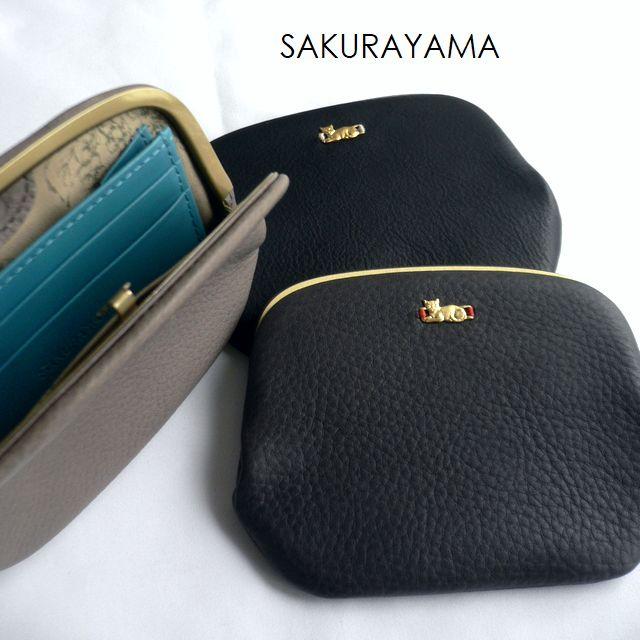 SAKURAYAMA サクラヤマ レザー 折り財布 ちびねこ 天溝がまぐち財布 (M