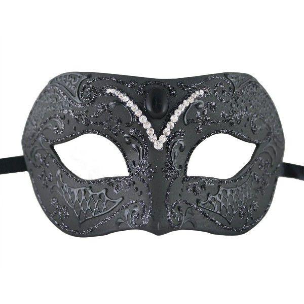 雑貨 グッズ ベネチアンマスク ハンドメイド 黒の男性用