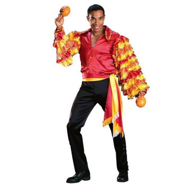 ルンバ 大人 男性用 サンバ コスチューム レッド オレンジ ハロウィン 衣装 ダンサー コスプレ