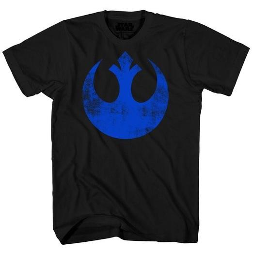 スターウォーズ スター・ウォーズ 反乱軍 ロゴ 大人用 Ｔシャツ 共和国再興同盟 ブラック/ブルー ハロウィン｜acomes