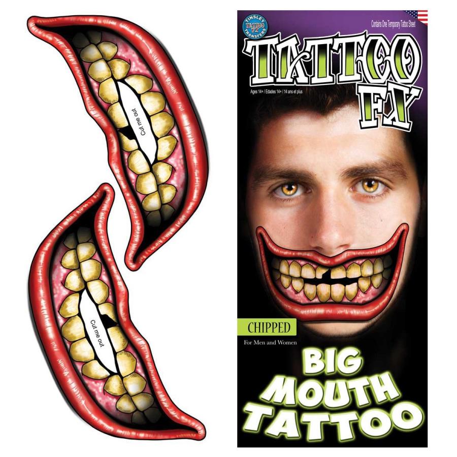 タトゥー シールタトゥー 欠けた歯のあるビッグマウス 大きな口 インスタントタトゥー 転写タトゥー フェイスペイント メイク メイクアップ コスプレ グッズ アカムスyahoo 店 通販 Yahoo ショッピング