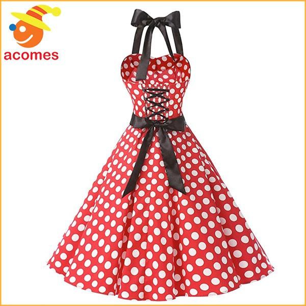ミニーちゃん コスプレ レトロドレス オールディーズ 衣装 ヴィンテージ ポルカドット カクテル ドレス レッド 50年代 60年代 ロカビリー ダッパー デイ アカムスyahoo 店 通販 Yahoo ショッピング