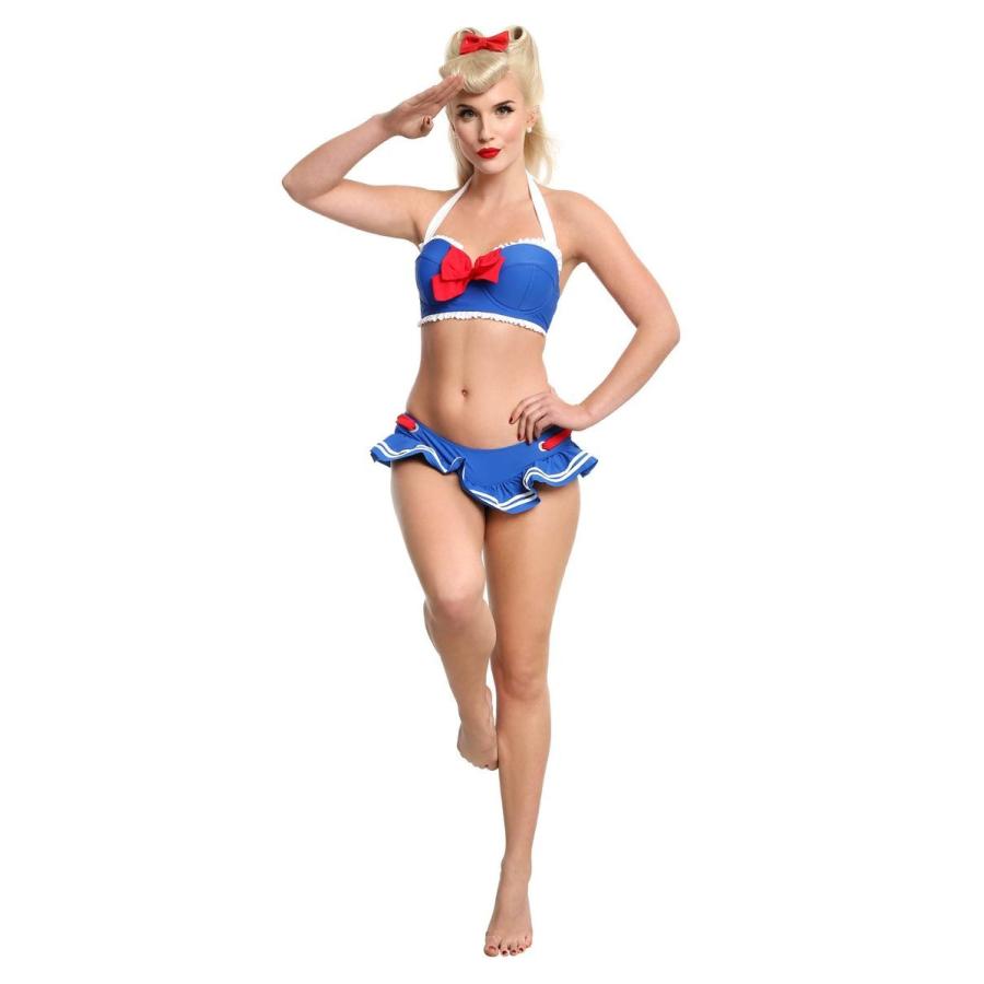 水着 ビキニ 青 ボトムス レディース 女性 セーラー リボン付 フリル 海外 アカムスyahoo 店 通販 Yahoo ショッピング