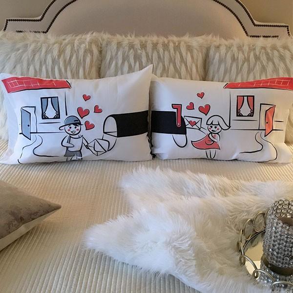 ペア カップル ペア 枕カバー Mailbox カップル お揃い 恋人 結婚祝い ペアギフト プレゼント 記念日 バレンタインデー クリスマス アカムスyahoo 店 通販 Yahoo ショッピング