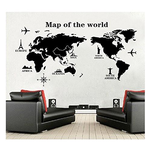 世界地図 ウォールステッカー 黒 壁 シール インテリア 装飾 アカムスyahoo 店 通販 Yahoo ショッピング