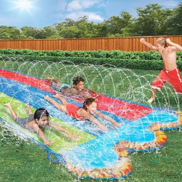 プール 家庭用 水遊び トリプル レーサー ウォーター スライド 4.8m 遊具 その他水遊び玩具