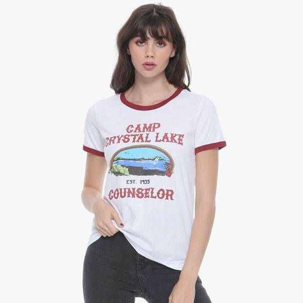 人気絶頂 トップス レディース Tシャツ 13日の金曜日 ジェイソン キャンプ クリスタルレイク カウンセラー ガールズ リンガー 独創的 Www Doctor Plan Com