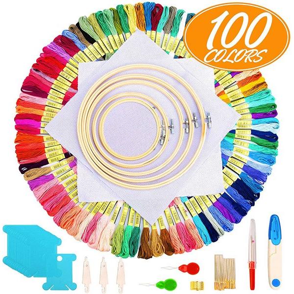 超人気の 刺繍キット 初心者 刺繍枠 刺繍フープ 刺繍糸 100色 クロスステッチ ツールキット布 針 ハンドメイド 自宅 糸 ミサンガ 海外 おしゃれ お得 代引不可 Artmedia Ba