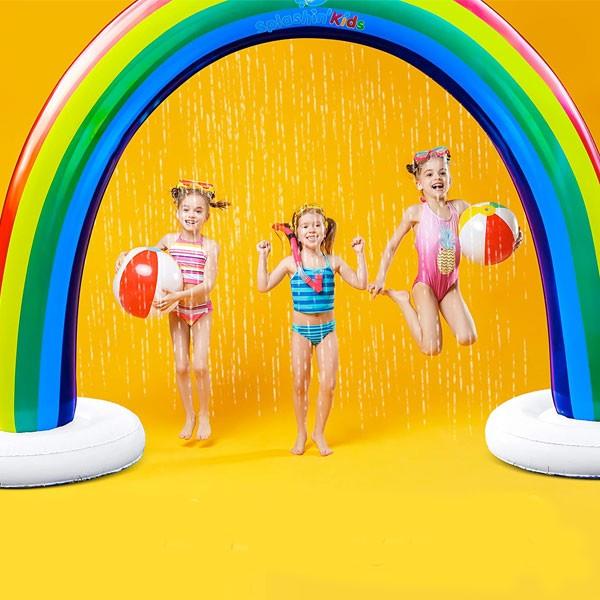 プール 家庭用 水遊び おもちゃ 遊具 噴水 シャワー 膨らませる アーチ型 キッズ レインボー スプリンクラー