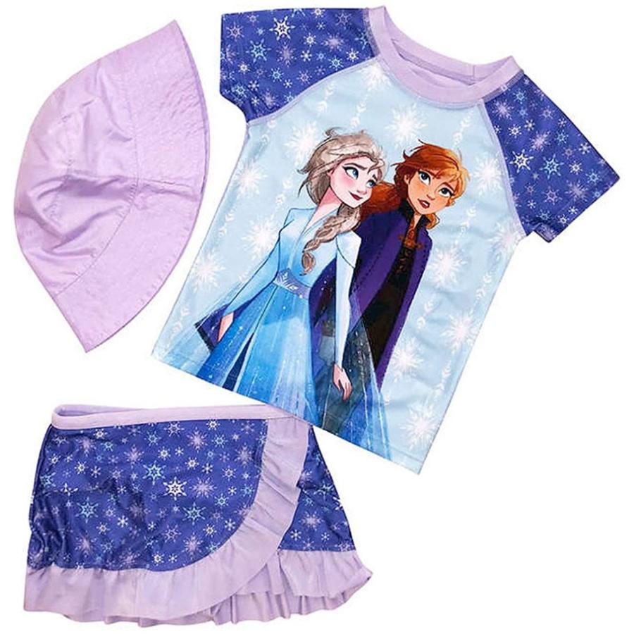 残りわずか アナと雪の女王 グッズ 子供用 水着セットラッシュガード ショーツ ハット水着 女の子ブルー パープル エルサ 高い素材 Parquebtu Org Br