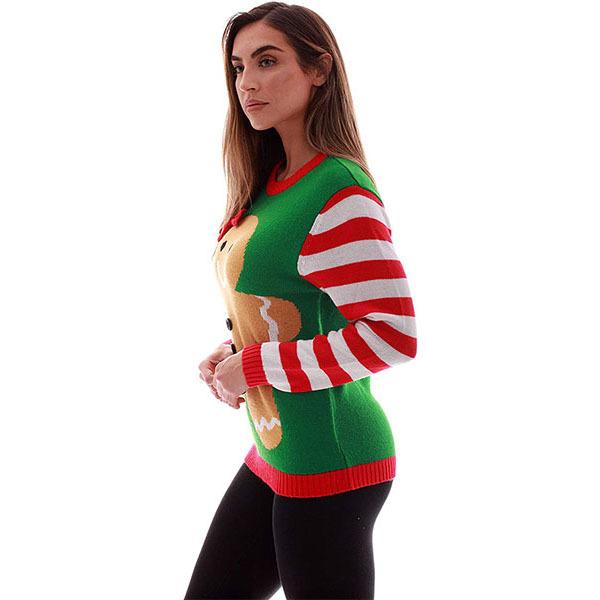 クリスマスセーター ニットセーター レディース 女性 クルーネック 長袖 プルオーバー ジンジャーブレッドマン ボーダー ダサい 面白い アグリーセーター アカムスyahoo 店 通販 Yahoo ショッピング