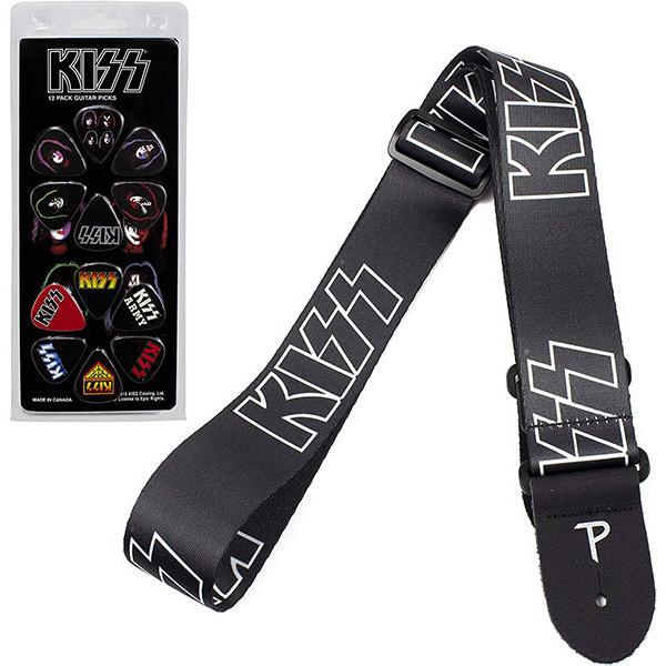 KISS ギター ピック Perriのキスパッケージ ギター ストラップ 黒 ロゴ 71875アカムスYahoo!店 通販