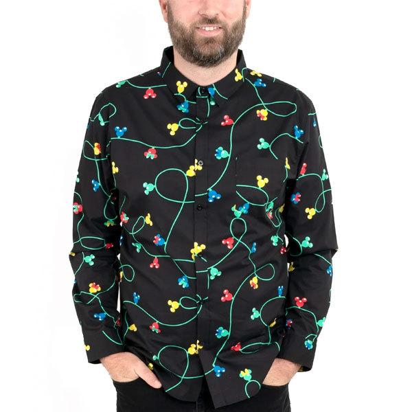 シャツ ディズニー ミッキーマウス メンズ 男性 服 ミッキー 柄 プリント キャラクター ボタンダウン 長袖 Yシャツ ワイシャツ ラウンジフライ アカムスyahoo 店 通販 Yahoo ショッピング