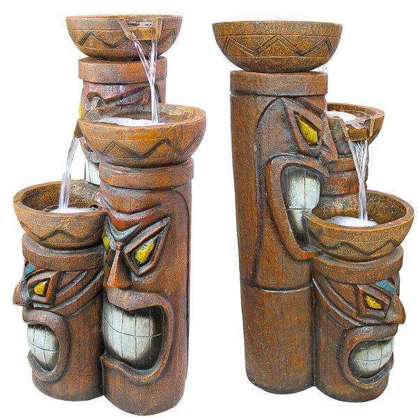 庭 噴水 ティキ カスケード アロハ ティキ スリーボウル トロピカル ガーデン ファウンテン 屋内 屋外 インテリア 飾り アカムスyahoo 店 通販 Yahoo ショッピング