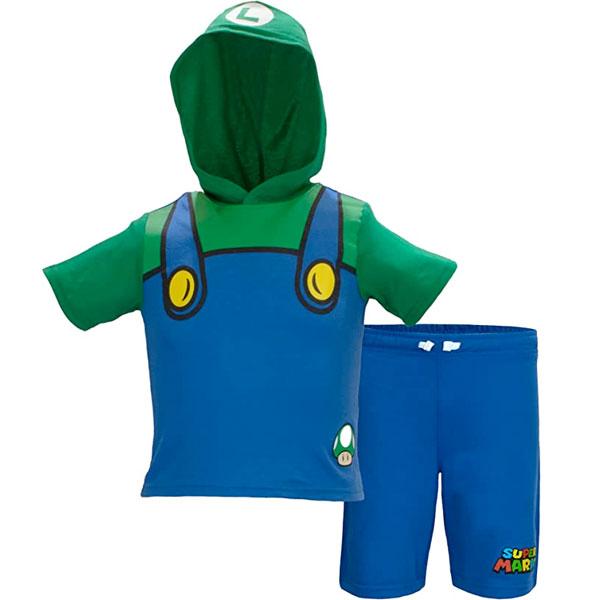 スーパー マリオ ルイージ パーカーtシャツ 半ズボン セット 子供 軽量 半袖 ニンテンドーキャラクターズボーイズ スーパーニンテンドーワールド グリーン Dentalcareplus Fi