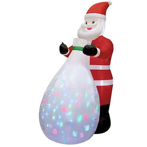 クリスマス 飾り 膨らむ サンタクロース 大きなプレゼント ギフトバッグ LEDライトアップ 楽しい 庭 デコレーション 243cm