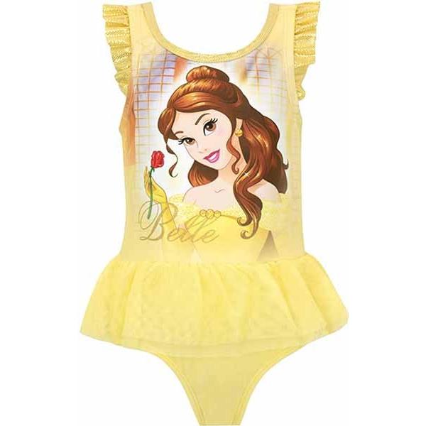 ベル 水着 女の子 ワンピース チュチュ付き 子供 キッズ 2歳 8歳サイズ 美女と野獣 ディズニー プリンセス