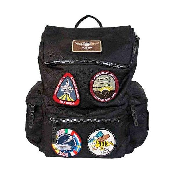 トップガン リュックサック バックパック 鞄 黒 ブラック ナイロン バッチ TOPGUN