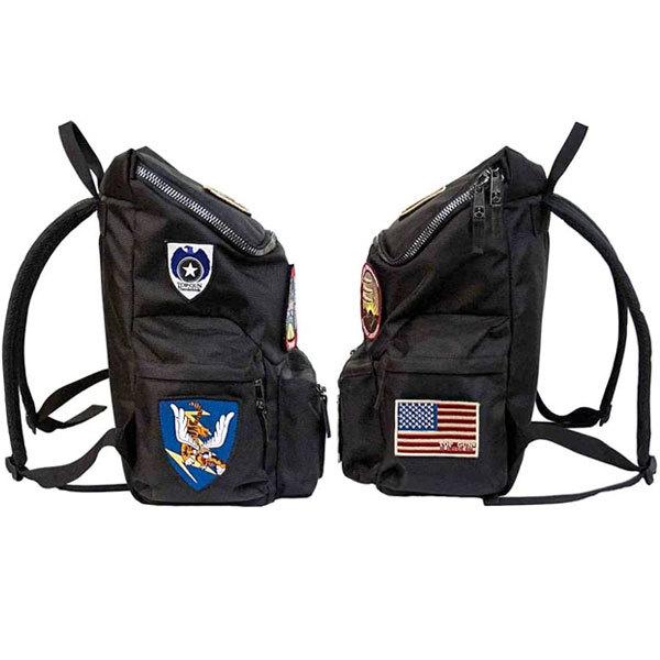 トップガン リュックサック バックパック 鞄 黒 ブラック ナイロン バッチ TOPGUN トップガン リュックサック