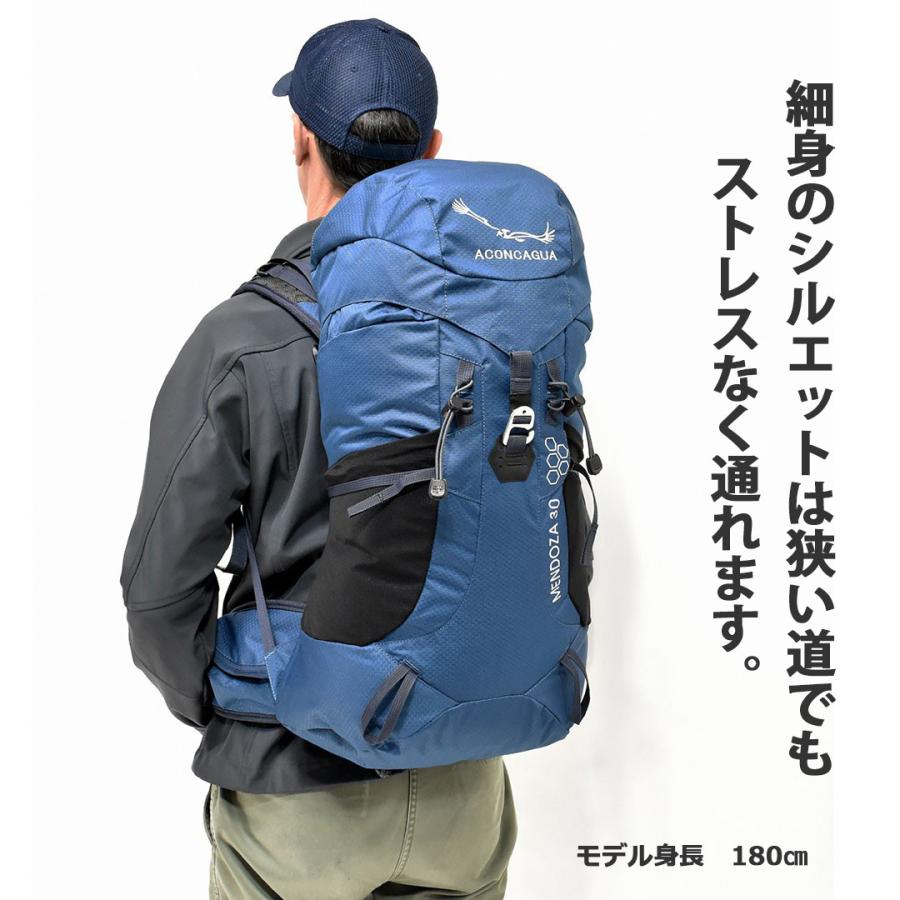 登山 リュック 30リットル Aconcagua 30L 日帰り リュックサック ハイキング 機内持ち込み アコンカグア レインカバー付き 黒 青｜aconcagua｜06