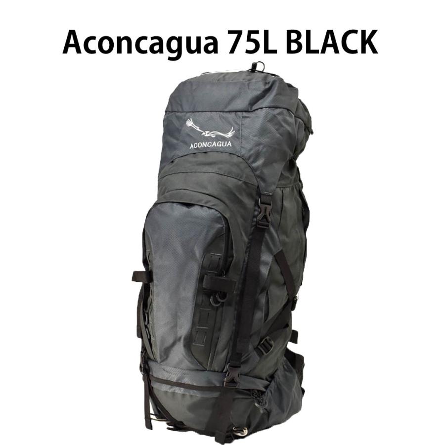 Aconcagua 75L BLACK 大容量 丈夫 登山 リュック 大きい Aconcagua 75L BLACK 大容量 丈夫 登山 リュック 大きい