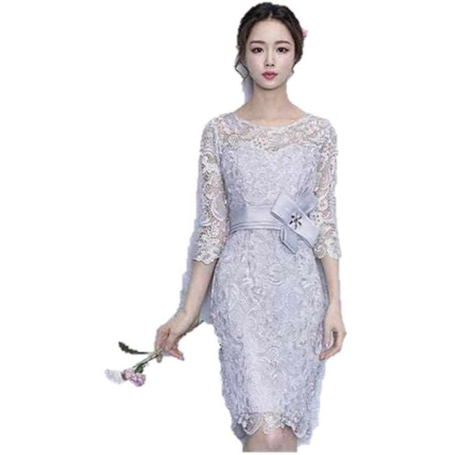お1人様1点限り パーティードレス 結婚式 ワンピース 上品ウエストマーク リボン Silvergray Lサイズ あこね屋ヤフーショップ 通販 Yahoo ショッピング 最安値挑戦 Assureapm Com